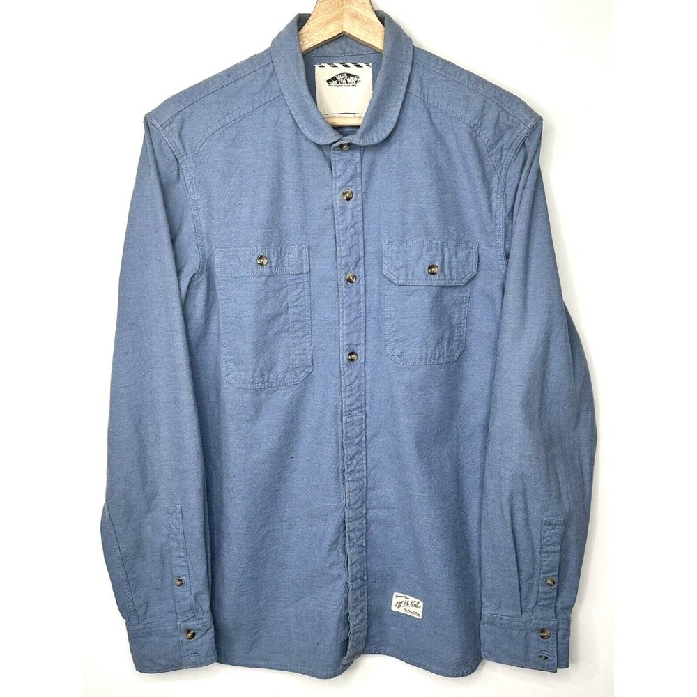 Vans Off The Wall Mens Shirt Button Up Classic Casual Pockets Chambray Medium